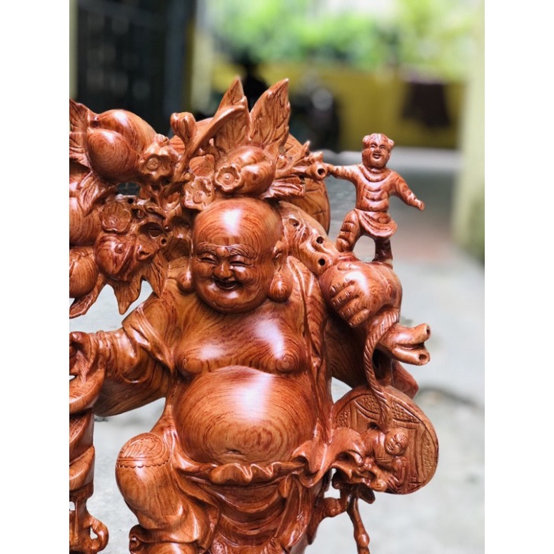 [GIA RE] Tượng Di lặc gánh đào gỗ Hương