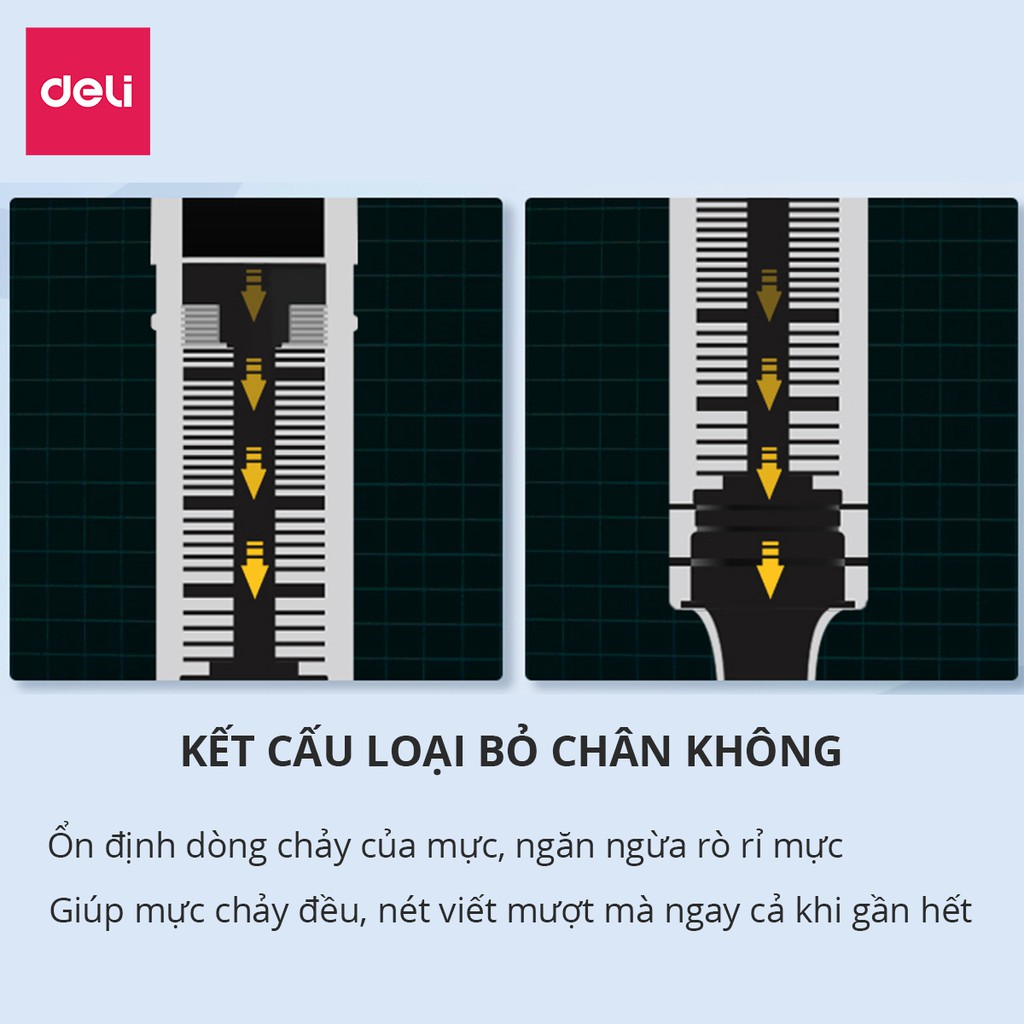 Bút ký Deli - 0.5mm - bút gel - nắp đậy - mực Xanh/Đen - EQ20220 / EQ20230