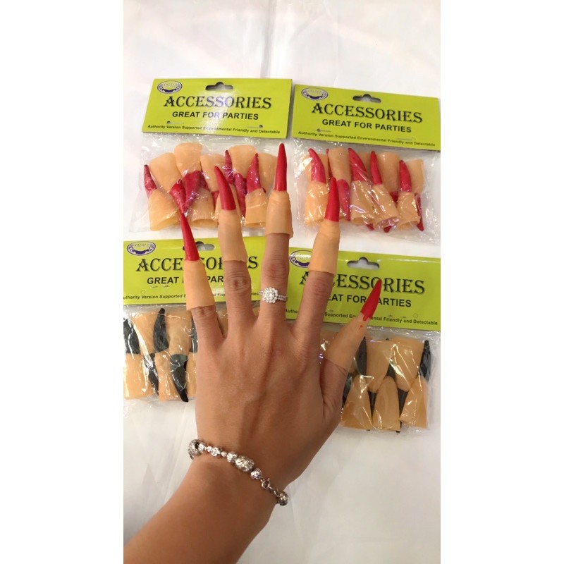 (Hàng có sẵn) Bộ móng tay quỷ dạ quang đồ chơi Halloween