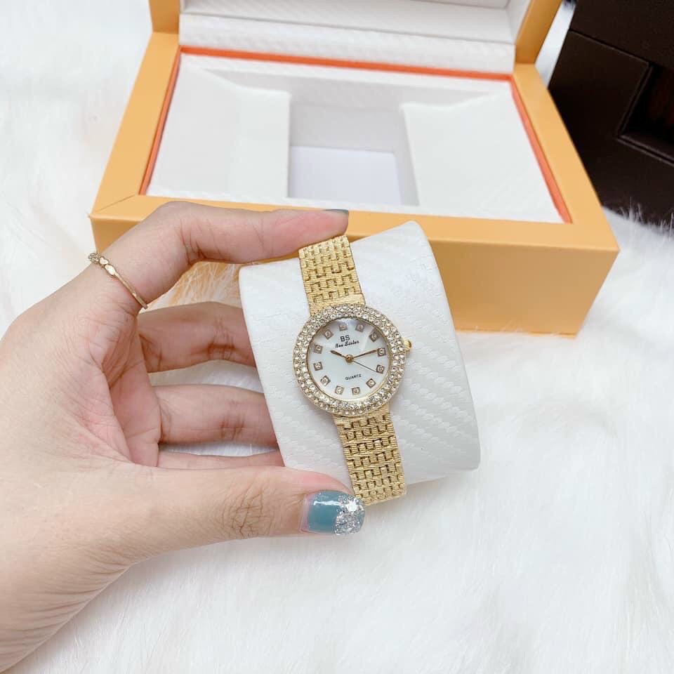 Đồng hồ thời trang nữ BS beesister BS03 viền đính đá mặt chấm tuyệt đẹp | BigBuy360 - bigbuy360.vn