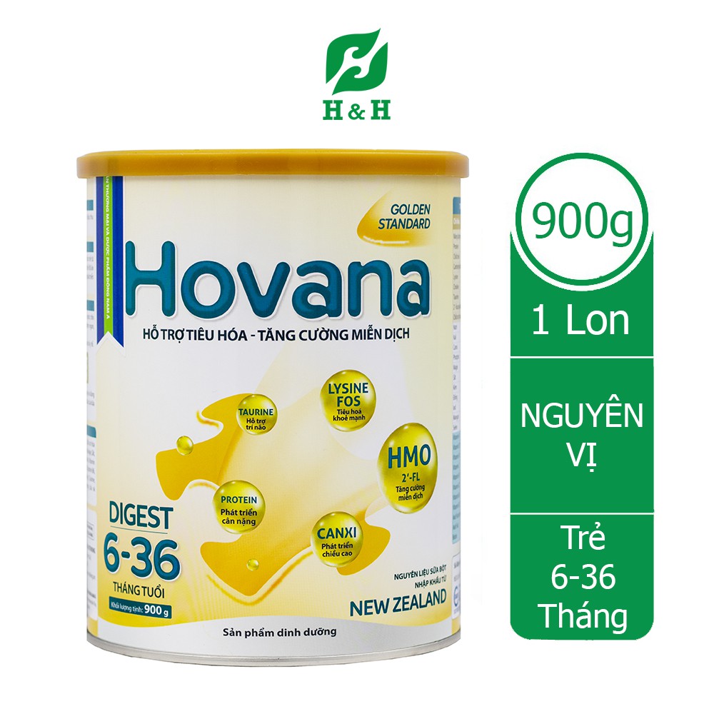 Sữa bột Hovana Digest hỗ trợ tiêu hóa tốt cho bé 6-36 tháng tuổi - 900g