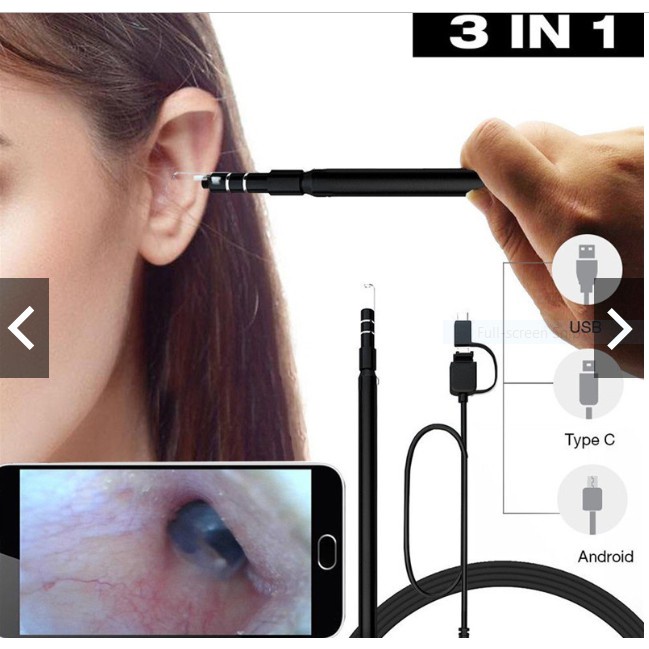 [kho sẵn sàng] Camera nội soi lấy ráy tai có đèn LED hỗ trợ kết nối USB với điện thoại thông minh chuyên dụng chất lượng