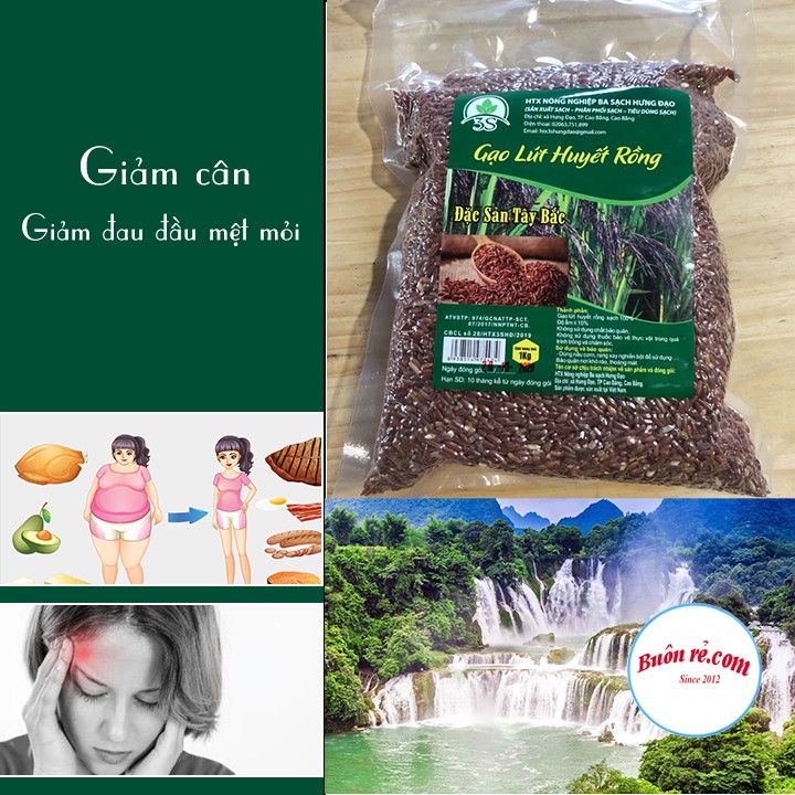 Gạo lứt huyết rồng 1KG thơm ngon, giàu chất dinh dưỡng tốt cho sức khỏe - 01375 - Buonrecom