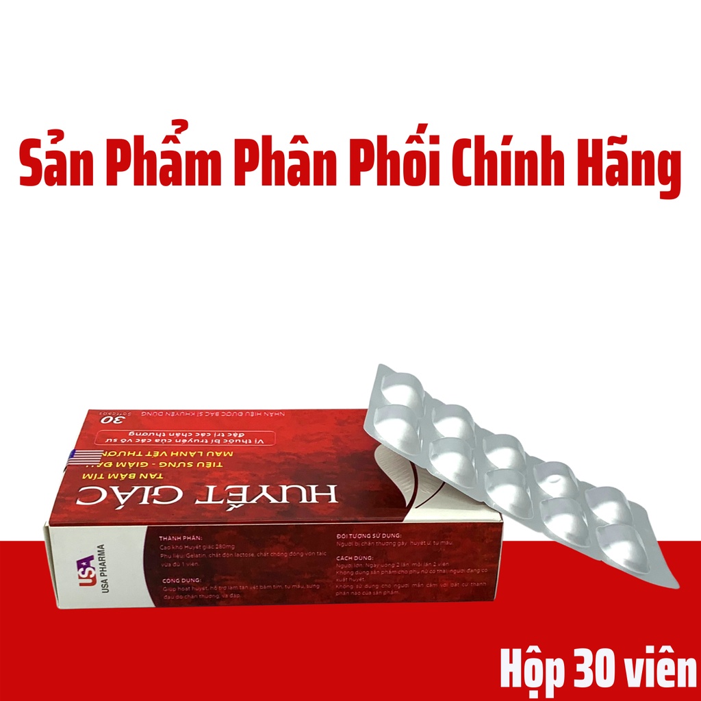 TPCN Huyết Giác giúp tan bầm tím, tiêu sưng, chấn thương va đập- Hộp 30 viên
