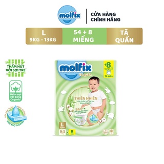 Tã quần Molfix Thiên nhiên gói Siêu Đại M70/L62/XL56/XXL52