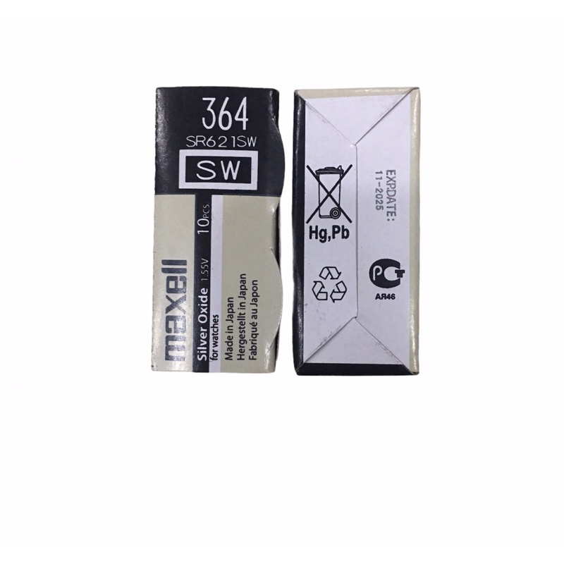 Hộp 10 viên pin Maxell SR621SW 364 LR621 SR621 164 AG1 G1 Nhật Bản