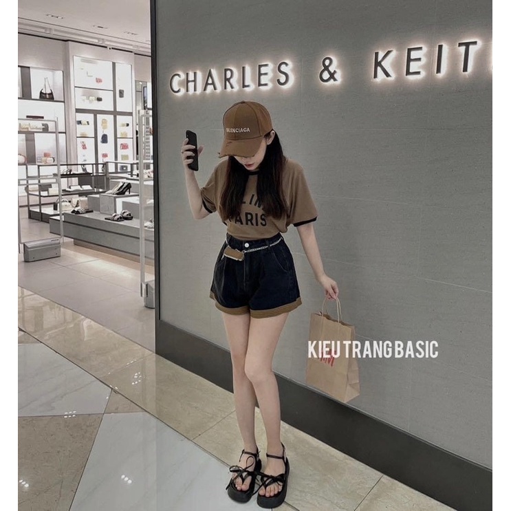 Kèm đai nâu-QUẦN SOOC JEAN TRƠN PHỐI GẤU NÂU