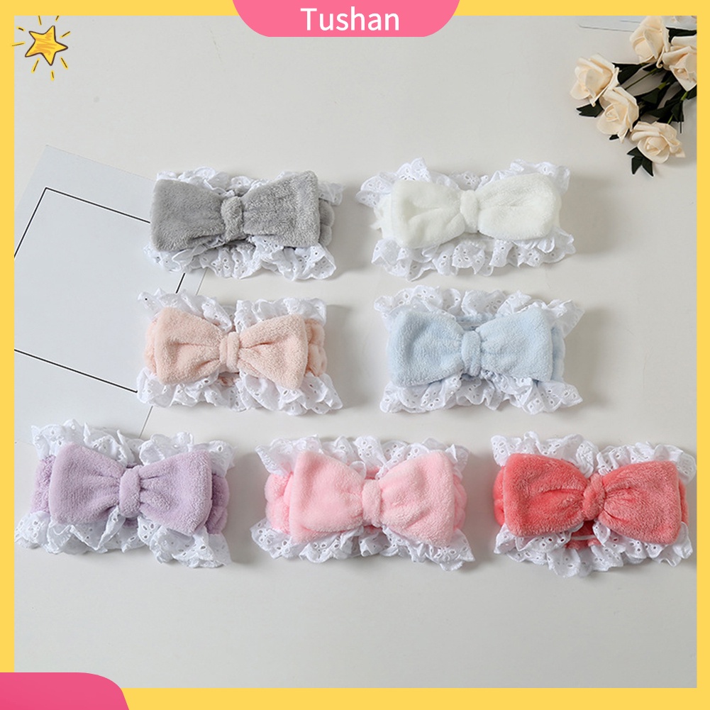 Băng đô co giãn phối ren xinh xắn buộc nơ đáng yêu dành cho nữ