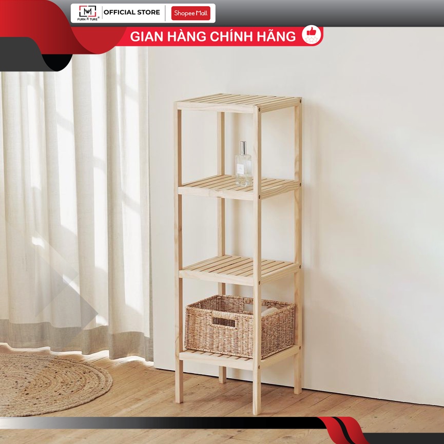 Kệ gỗ trang trí lắp ráp đa năng hình vuông 4 tầng thương hiệu MW FURNITURE - Nội thất trang trí