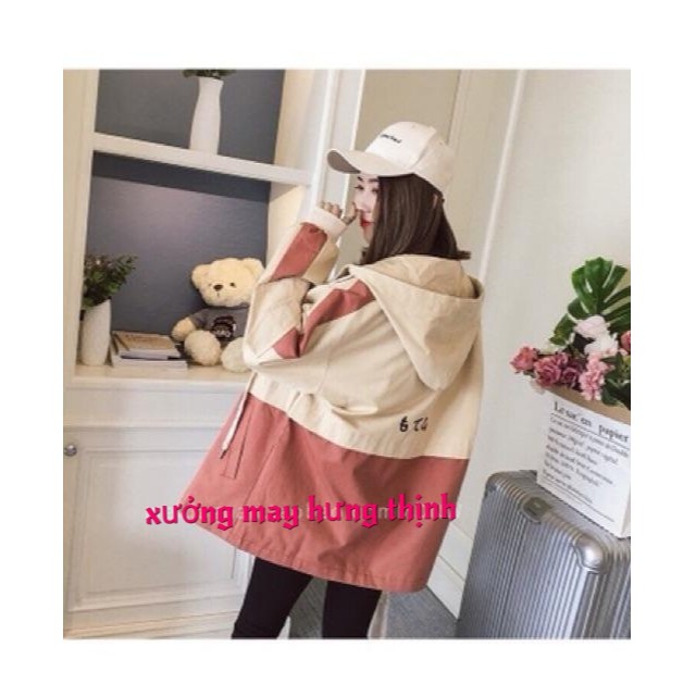 Áo khoác nữ form rộng in chữ phối màu cá  tính M1155