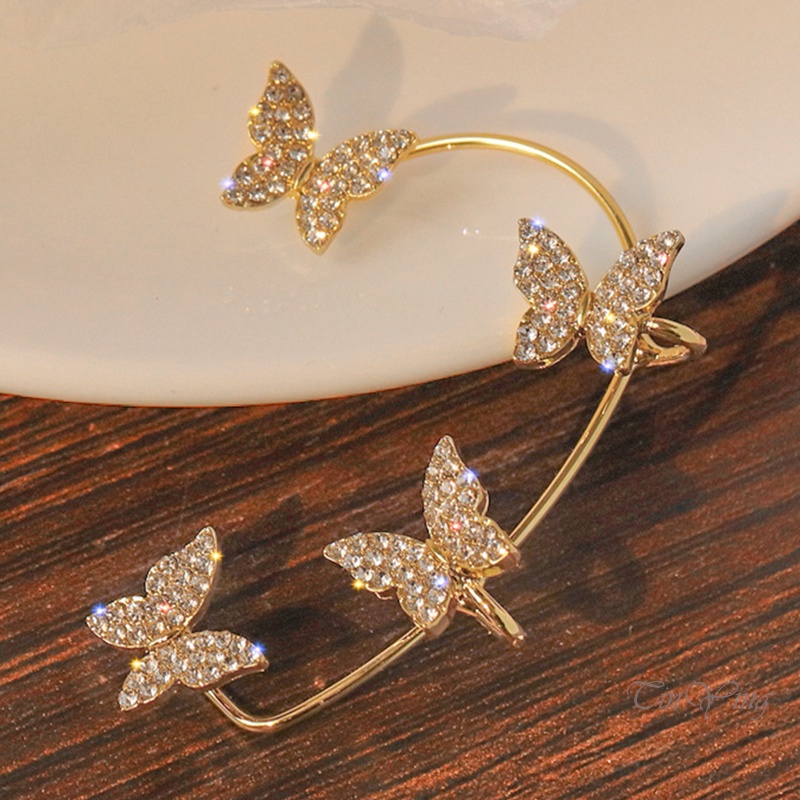GETNOIVAS 1 Khuyên Tai Hình Bướm Đính Đá Zircon Thời Trang Nữ