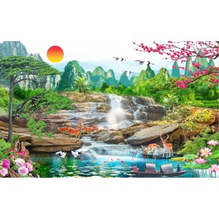Tranh dán tường 3d Sơn thuỷ kt 1m*1m4