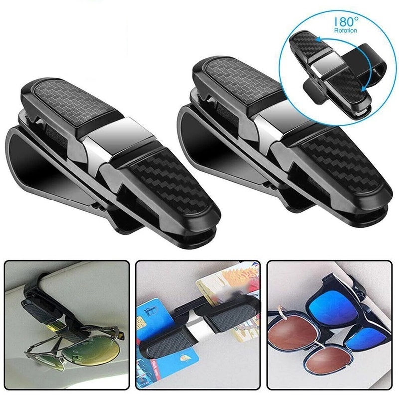 Kẹp Giữ Thẻ Mắt Kính / Mắt Kính Xoay 180 Độ Bằng ABS Thông Dụng Cho Xe Hơi° Kẹp Kính Mát Gắn Tấm Che Nắng Đa Năng