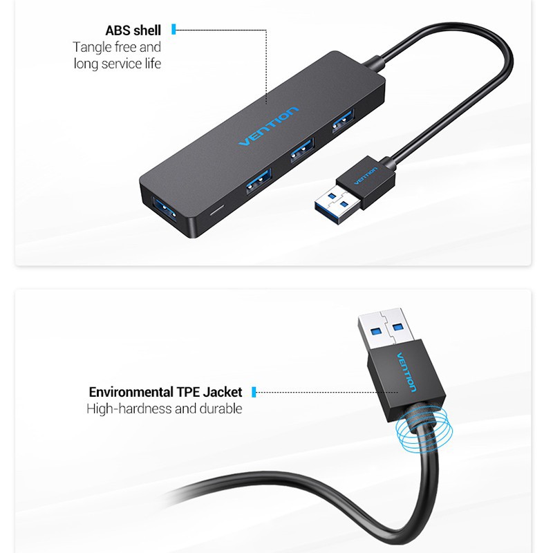 [Mã SKAMCLU9 giảm 10% đơn 100K] Bộ chia 4 Port USB 3.0 Vention - CHKBB