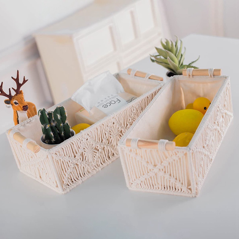 Giỏ Macrame Đan Tay Phong Cách Boho Độc Đáo Trang Trí Nhà Cửa
