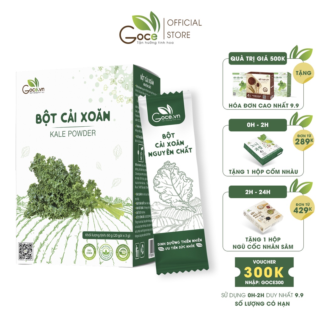 Bột cải xoăn Kale nguyên chất GOCE - 60g (20 gói x 3g)