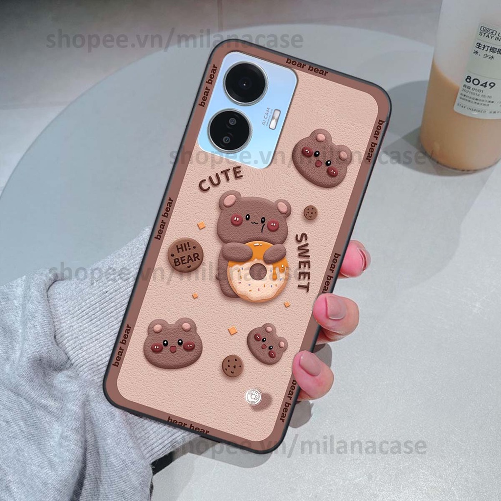Ốp Vivo Y55 2022 bear brick, gấu đáng yêu, dễ thương