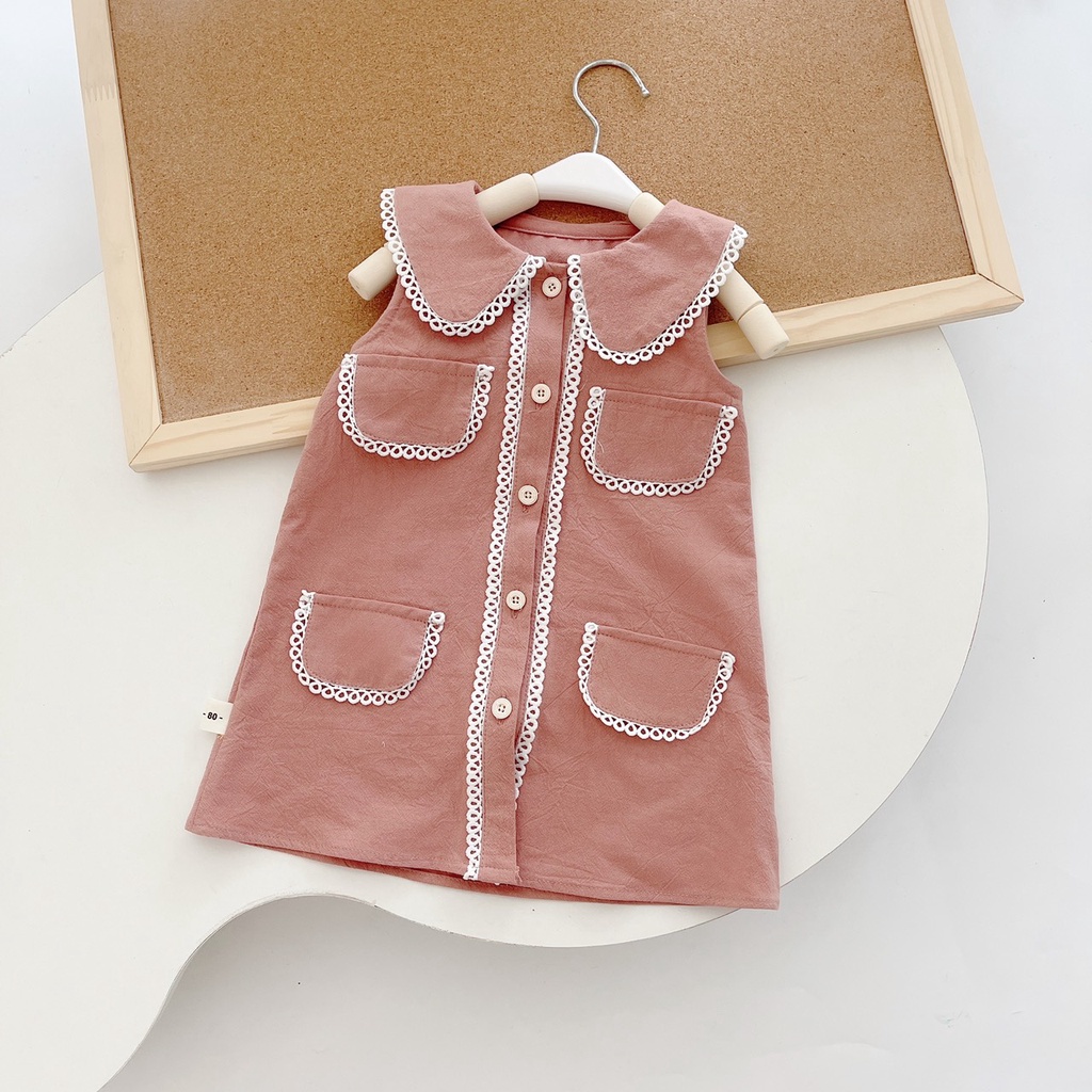 VÁY HÈ SÁT NACH SUÔNG CHỮ A 4 TÚI CHO BÉ GÁI 1-6 TUỔI