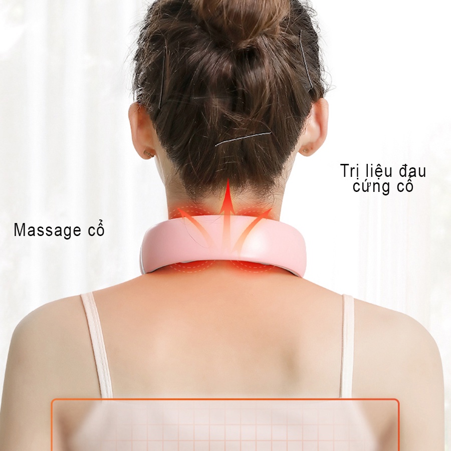 Máy massage cổ vai gáy , Máy mát xa xung điện trị liệu cổ vai gáy 4 chế độ điều chỉnh từ xa bằng giọng nói