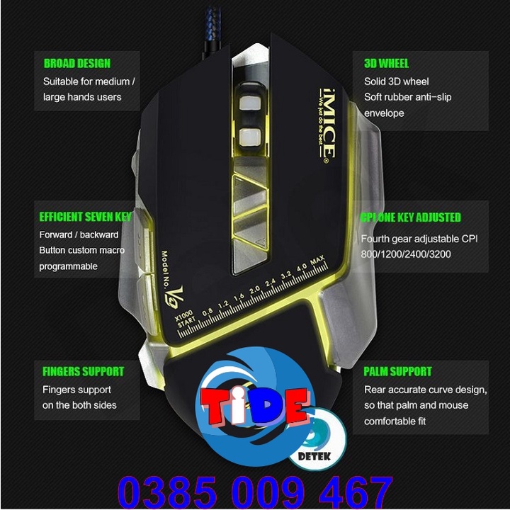 Chuột Gaming Imice V9 – Chính hãng – Led đổi màu – Độ nhạy 3200 DPI – Bảo hành 12 tháng