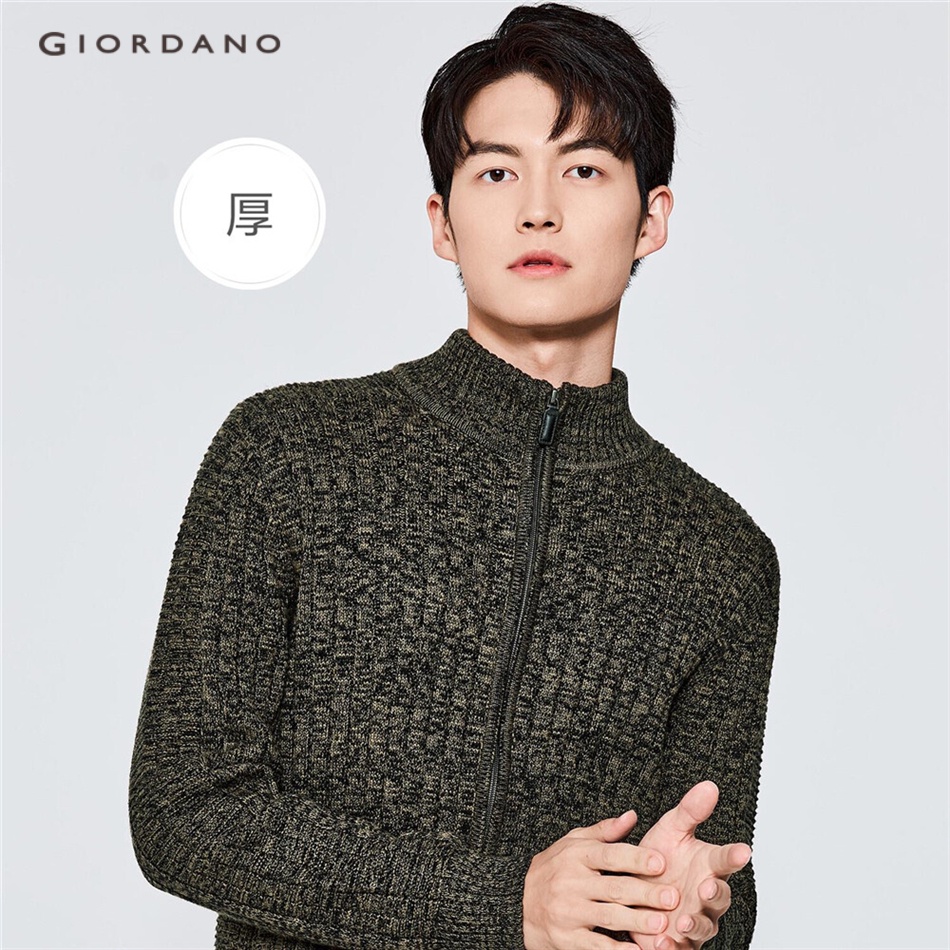 Áo khoác nỉ GIORDANO 01052702 cho nam vải len cổ cao dày dặn giữ ấm thoải mái thu đông cá tính thời trang thường ngày