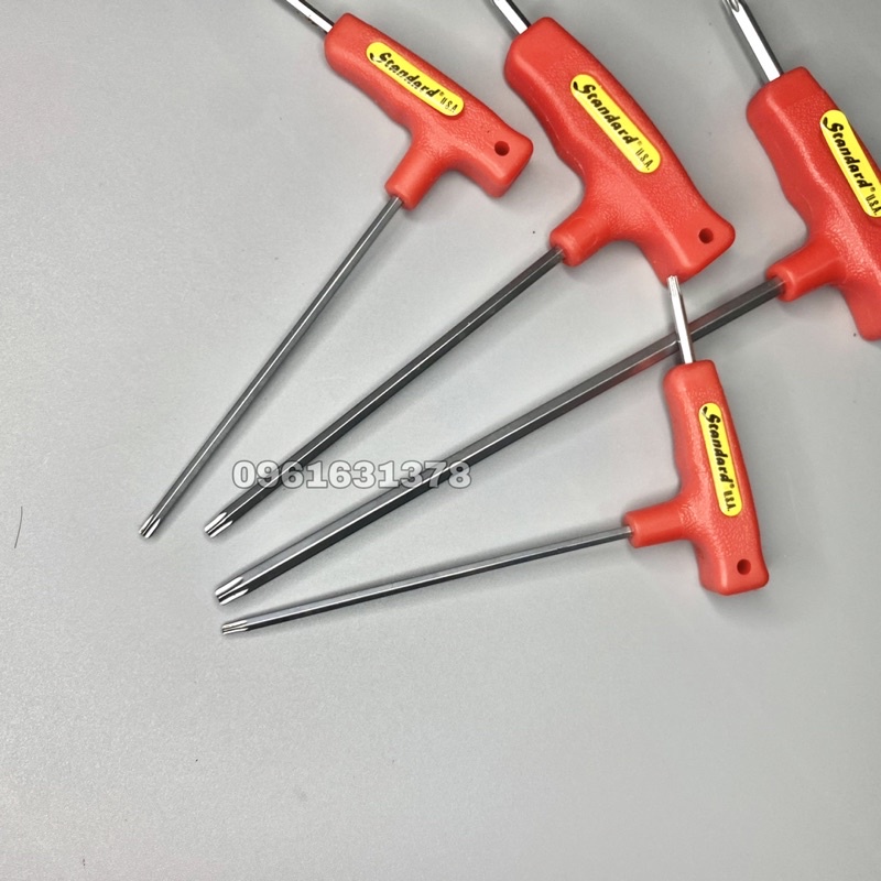 Tay T vặn lục giác đầu bi, hoa thị, hoa khế STANDAR màu đỏ