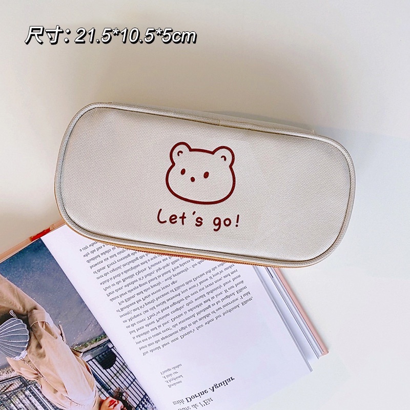 Túi Đựng Bút Bằng Vải Canvas Cỡ Lớn Thiết Kế Giản Dị Dành Cho Nữ Sinh