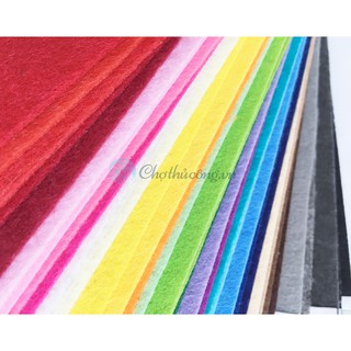 Combo 30 tấm vải nỉ cứng nhiều màu khổ 90 x 90cm làm đồ handmade, craft, thủ công, đồ chơi