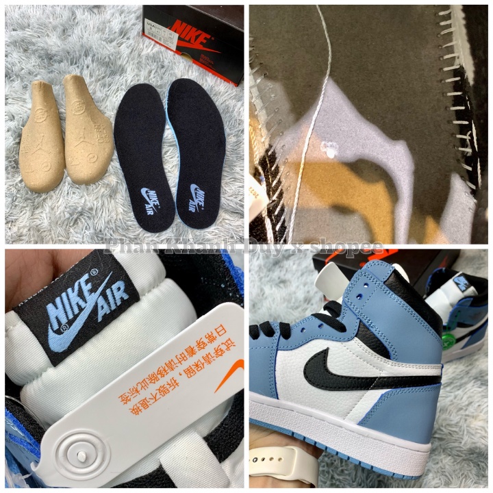 Giày Jordan xanh dương đen trắng cổ cao jd University blue high nam nữ hàng tiêu chuẩn