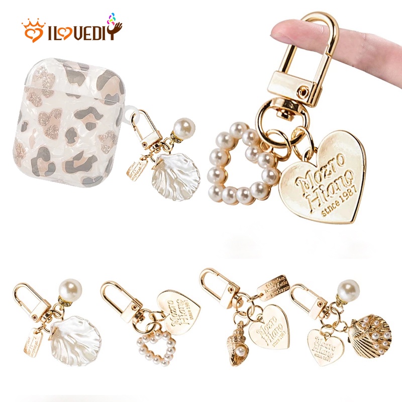 Móc Khóa Hình Trái Tim Đính Ngọc Trai Giả Thời Trang