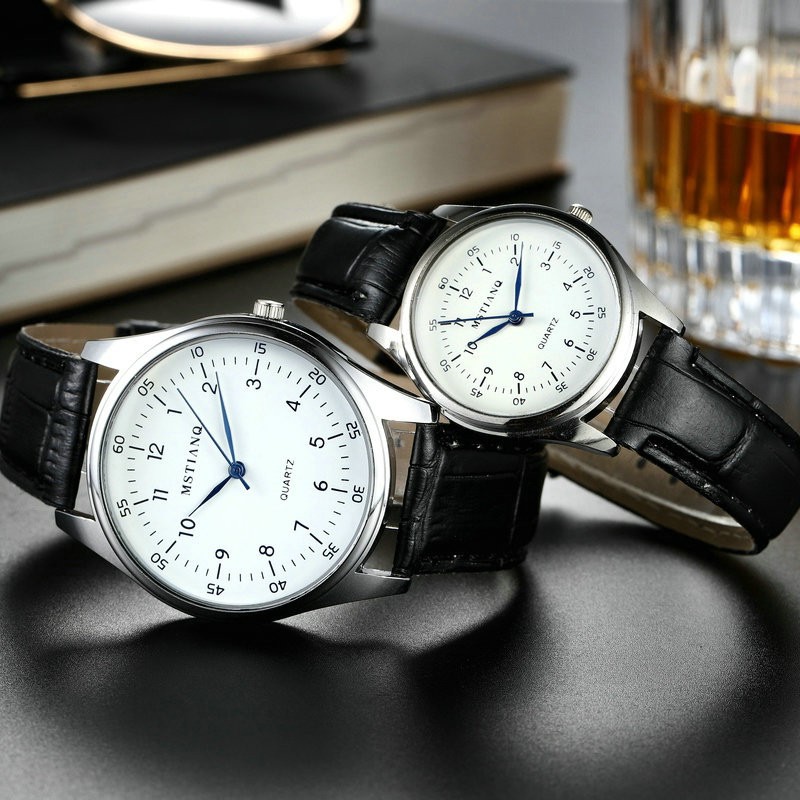 Đồng hồ thời trang nam nữ Mstianq Ms020 dây da, mặt số, kim xanh cực đẹp