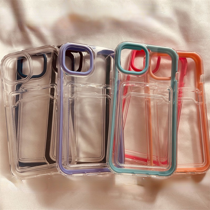 Ốp điện thoại 3 trong 1 PC cứng và TPU dẻo có ngăn đựng thẻ cho compatible for iPhone 13 Pro Max 11 12 Pro Max 7 8 Plus X XR XS Max