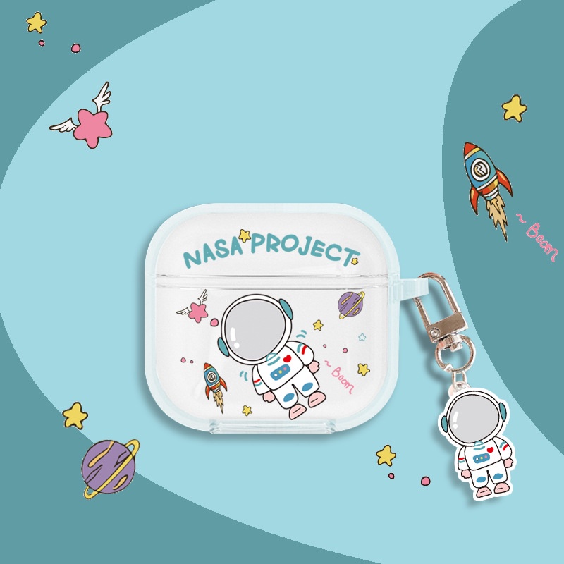 Vỏ Bảo Vệ Hộp Sạc Tai Nghe Airpods Pro 4 TWS / Mini Pro 5 / Pro 4TWS Trong Suốt Họa Tiết Hoạt Hình Dễ Thương Kèm