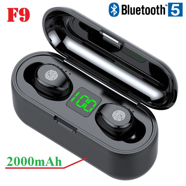 Tai nghe cảm ứng TWS F9 bluetooth 5.3 thế hệ mới cao cấp pro, micro tích hợp, tai nghe nhét tai (đen) - Hàng nhập khẩu