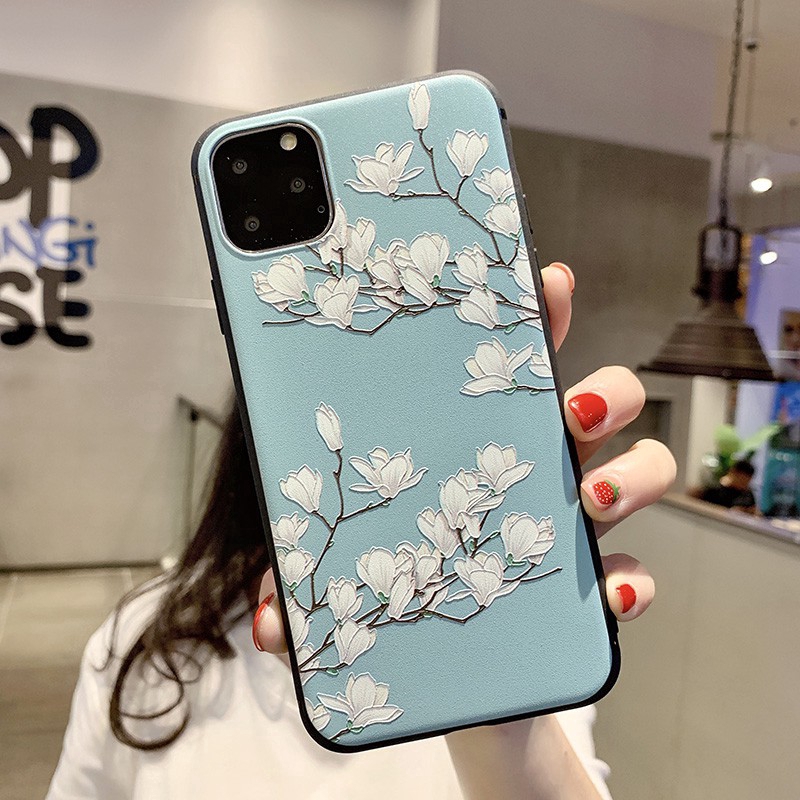 Ốp lưng điện thoại TPU mềm họa tiết Magnolia cho iPhone XS 11 Pro Max X XR 6 6S 7 8 Plus