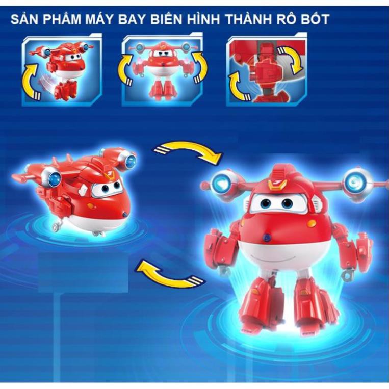 Đồ chơi super wings đội bay siêu đẳng mô hình máy bay cỡ lớn Jett tia chớp siêu cấp có đèn và âm thanh đồ chơi trẻ em