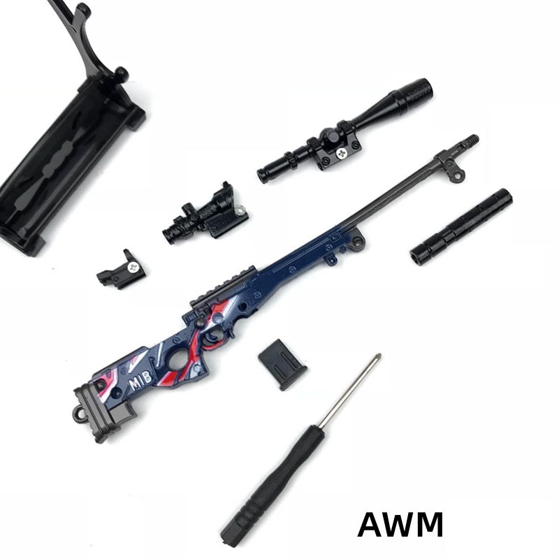 Mô hình awm pubg kim loại lắp ráp mini nhiều skin độc đáo dài 20cm đồ chơi lắp ghép tặng kèm kệ đỡ trưng bày