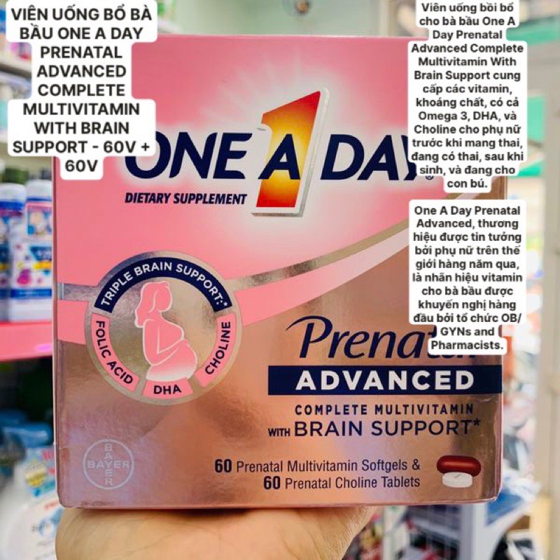 Viên bổ cho bà bầu One A Day Prenatal Advanced Multivitamin + Choline 60 viên x2