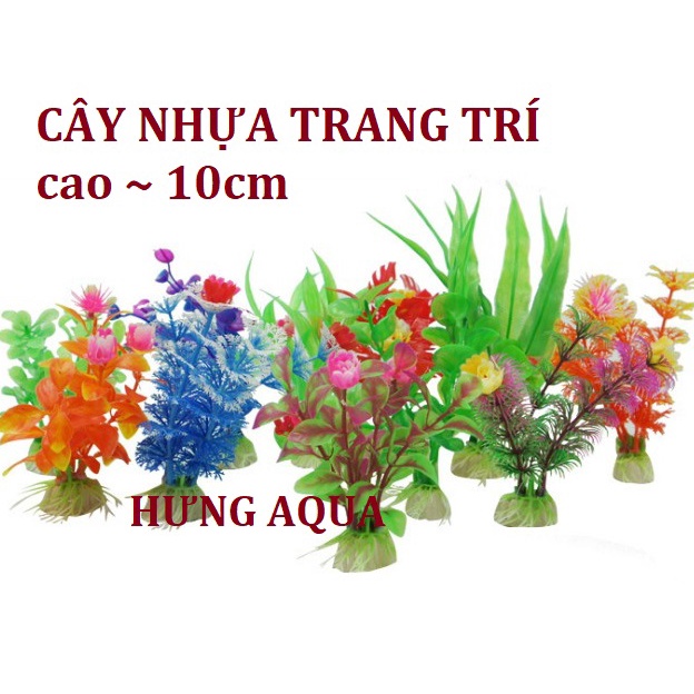 Cây nhựa trang trí bể cá, cây giả bể cá loại nhỏ 10cm và to cao 20cm