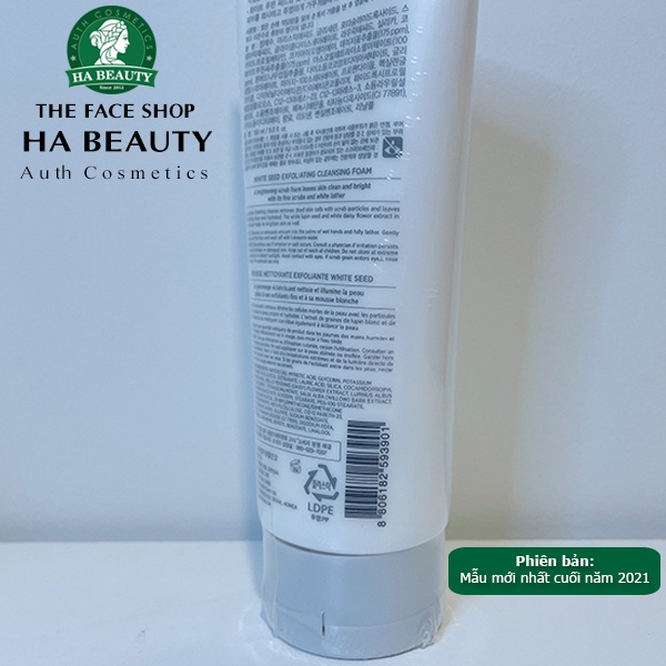 Sữa rửa mặt trắng da The Face Shop Hàn Quốc White Seed Exfoliating Foam Cleanser 150ml dưỡng cấp ẩm sạch sâu Hà Beauty