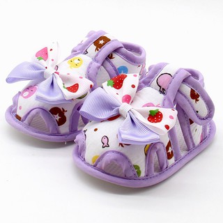 Sandal chống trượt đính nơ dễ thương cho bé tập đi