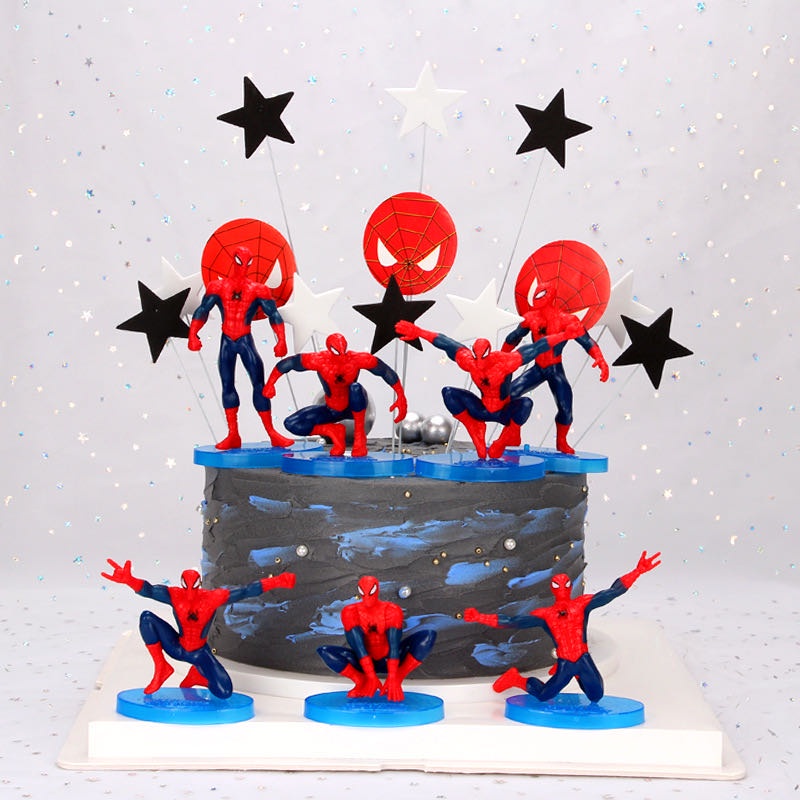 1 Set Mô Hình Nhân Vật Siêu Anh Hùng Marvel Trang Trí Bánh Kem