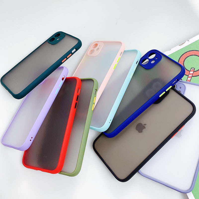 Ốp điện thoại TPU trong mềm mặt nhám kết hợp bảo vệ camera thiết kế đơn giản cho iPhone 11 Pro Max X XS Max  8 7 Plus