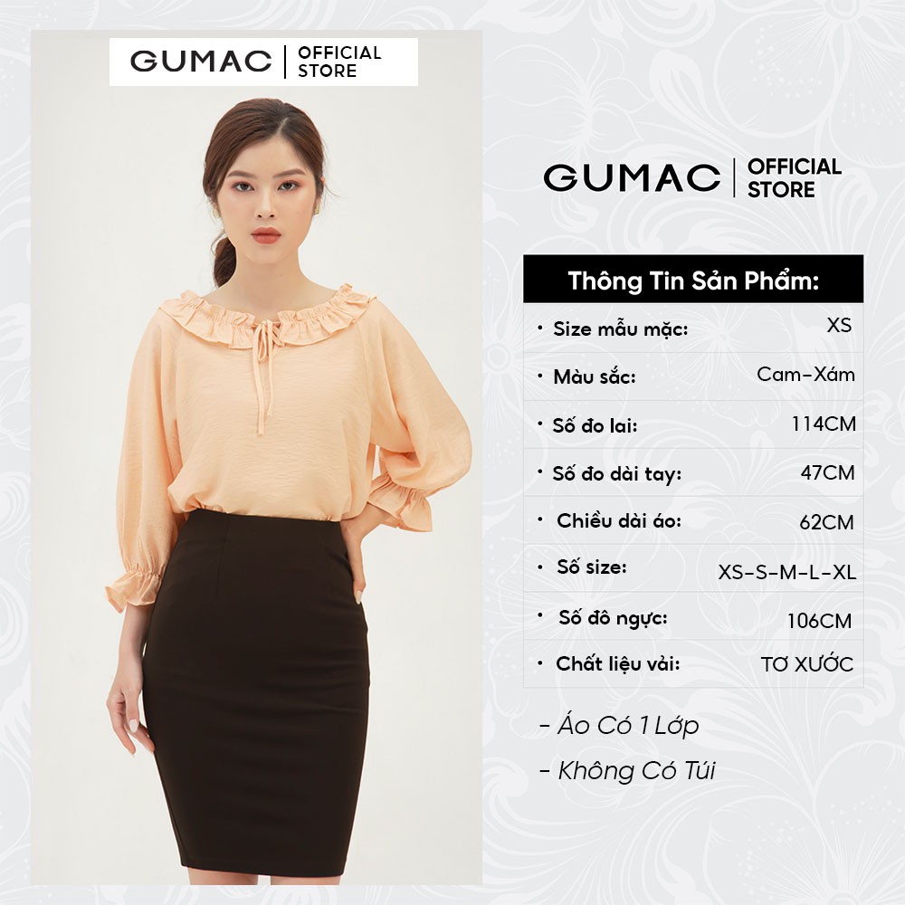 Áo sơ mi nữ thiết kế bèo cổ GUMAC đồ công sở nữ, thanh lịch AB3114 | BigBuy360 - bigbuy360.vn