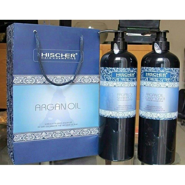 [Tặng Tinh Dầu] Bộ Dầu Gội-Xả Phục Hồi Hischer Argan Oil 1000ML *2 Kèm Theo Túi | BigBuy360 - bigbuy360.vn