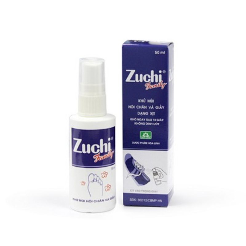 Xịt khử mùi Zuchi family, ngăn ngừa mùi hôi chân và giày, chai 50ml
