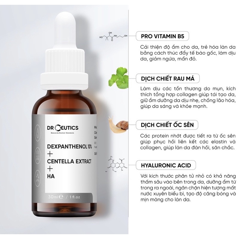 Serum B5 DrCeutics Cấp Ẩm Và Phục Hồi Da Dexpanthenol 10% + Centella Extract + HA
