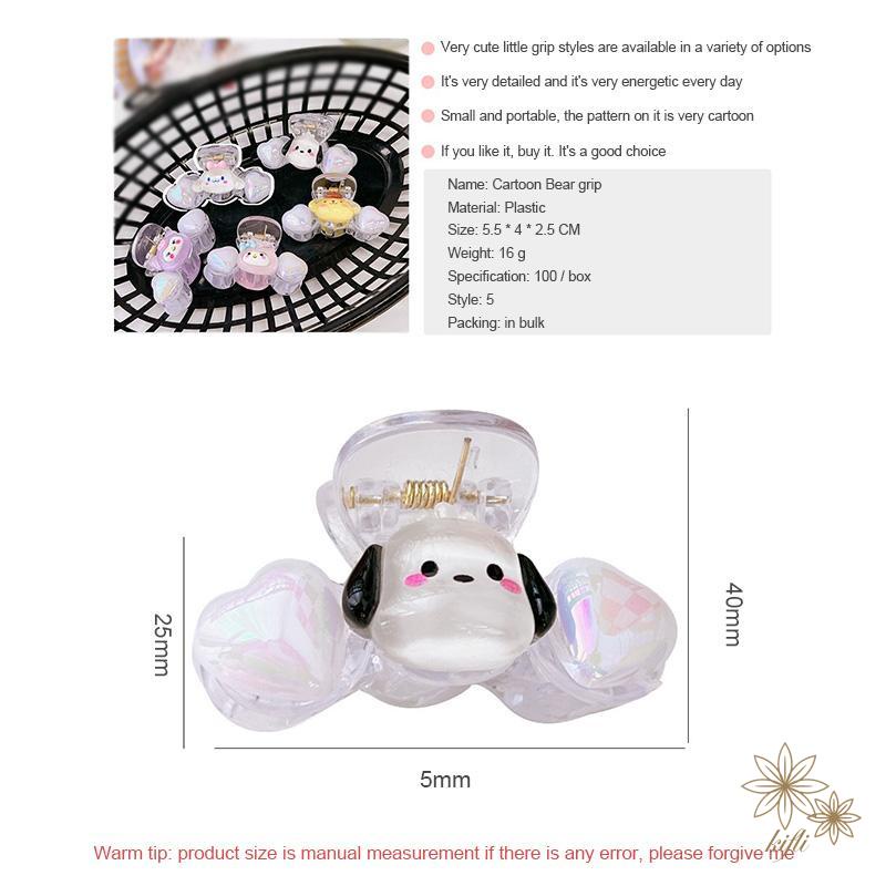 SANRIO Dễ Thương Kẹp Tóc Nhựa Hình Trái Tim Lấp Lánh Xinh Xắn Cho Bé Gái