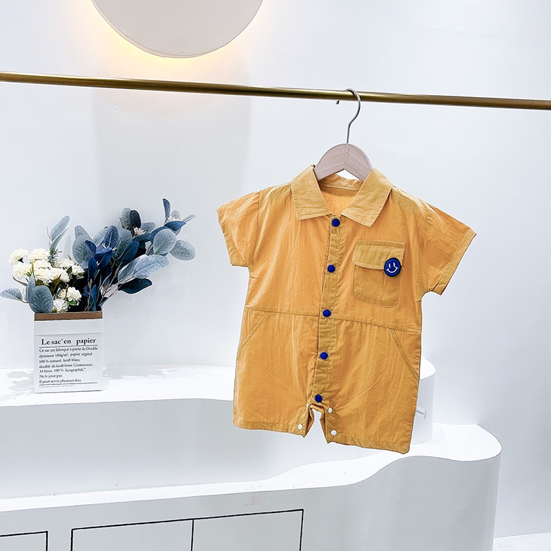 Bộ Áo Liền Quần Tay Ngắn Chất Liệu Cotton Thời Trang Mùa Hè Phong Cách Hàn Quốc Cho Bé Sơ Sinh