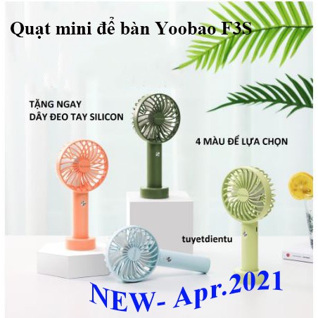 Quạt tích điện mini Yoobao F3S siêu tiện lợi, dung lượng 2000mAh, liên tục 9 tiếng, tặng dây đeo silicon cùng màu